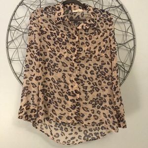 Mudd sheer leopard button down